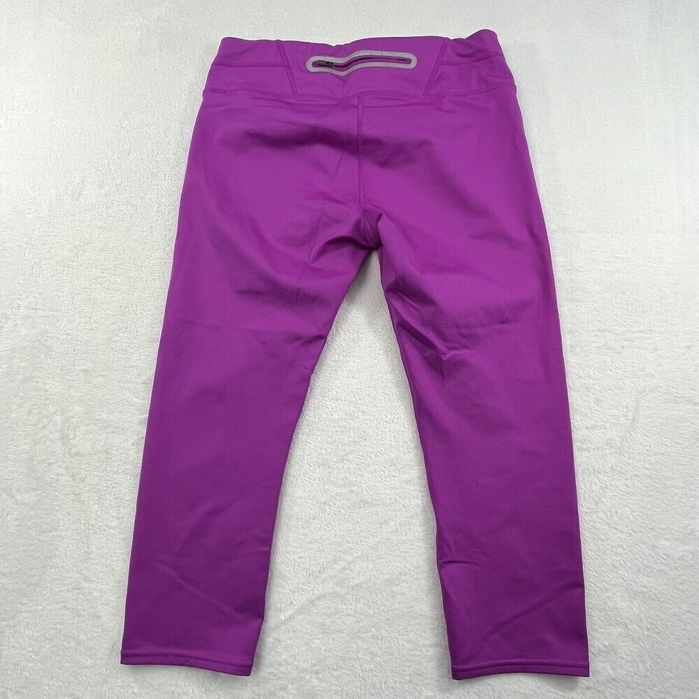 Athleta M Purple Cropped Adjustable Elastic Draw Chord Leggings Pocket Lycra - Picture 1 of 10